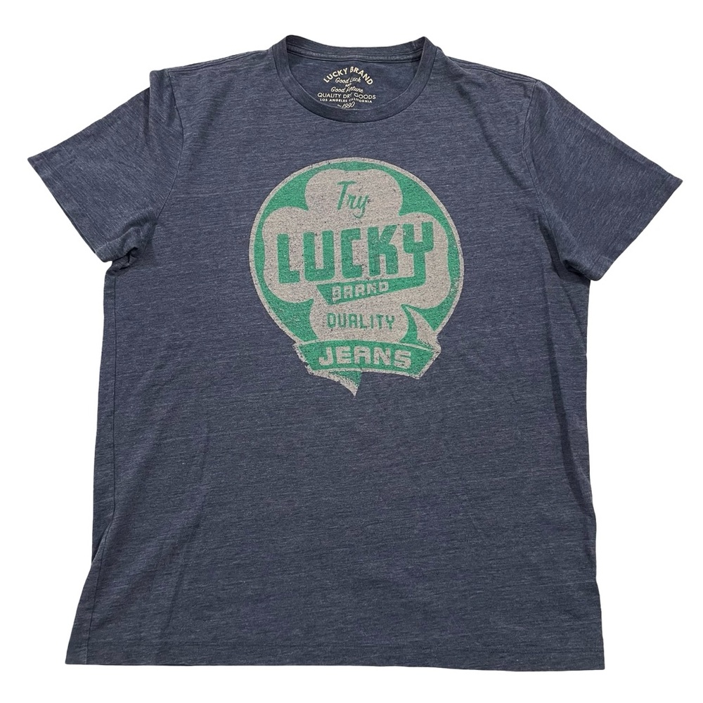 Lucky Brand Graphic Size L Heather-Blue Tee (Retail $40)